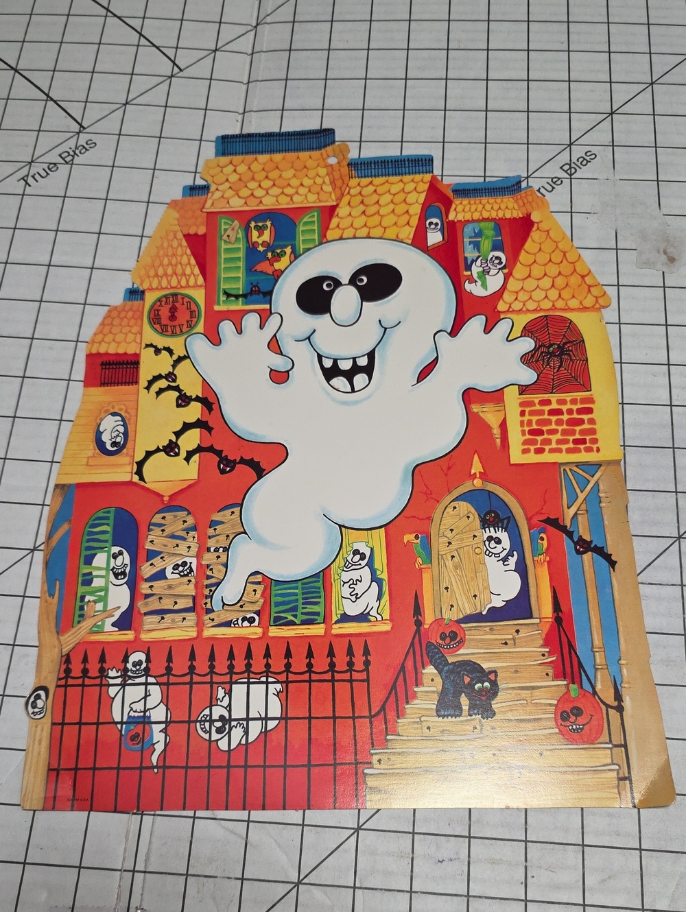 Haunted House W Ghost Die-Cut, Eureka VTG 12"W X 16"T Double-Sided